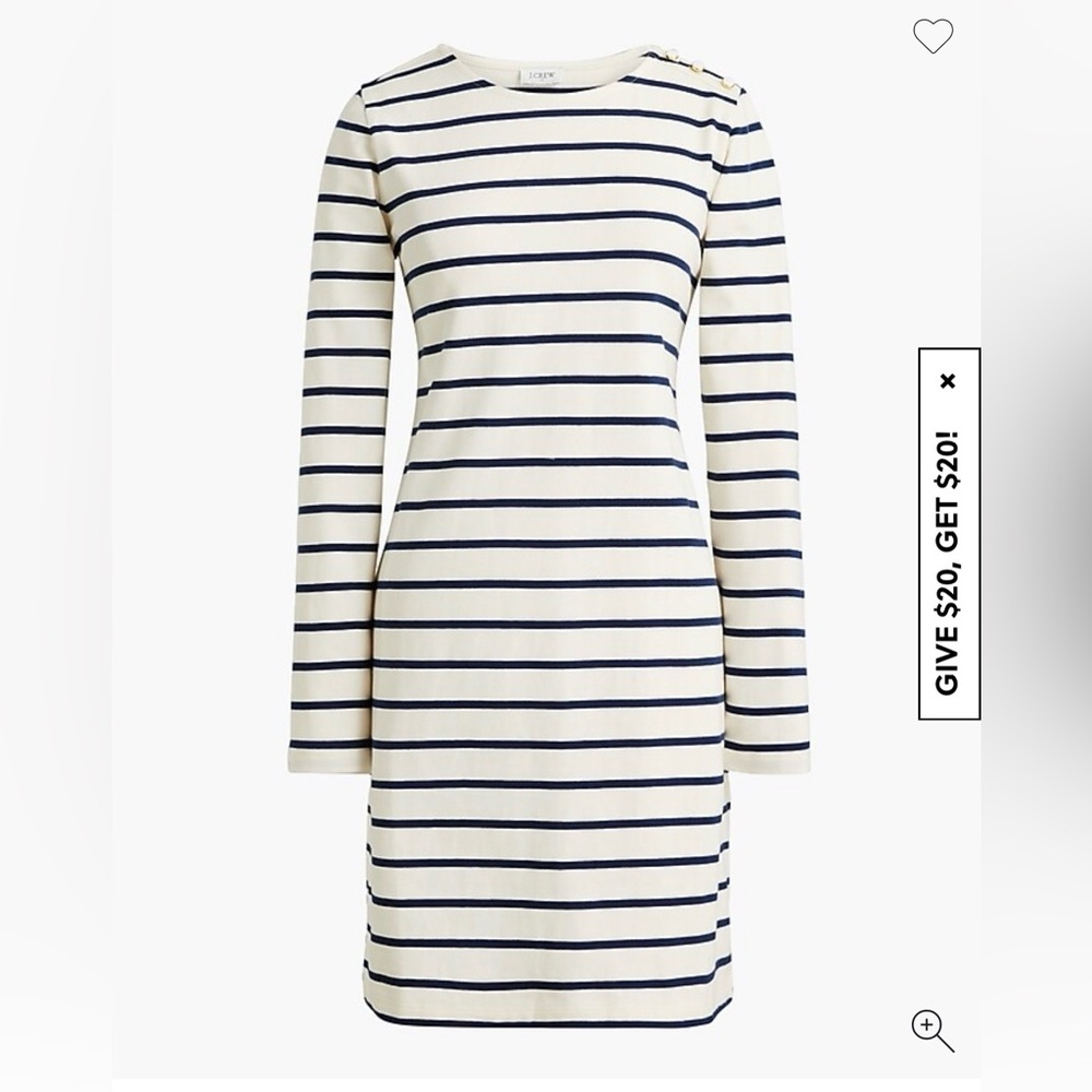 J Crew Striped button shoulder mini dress